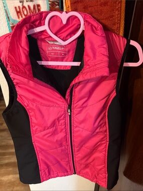 Magellan Outdoors Pink and Black Women's Puffer Vest